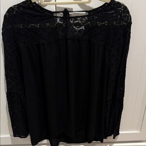 LOFT Black Lace Detail Blouse